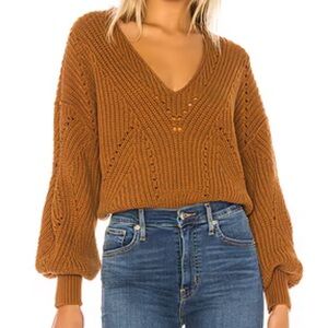 Free People All Day Long V Sweater in Brown